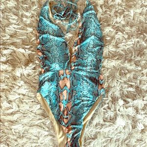 One piece snake print swimsuit